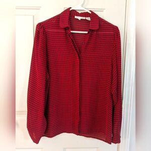 Vintage 80s Christian Dior blouse red and black chevron size 10